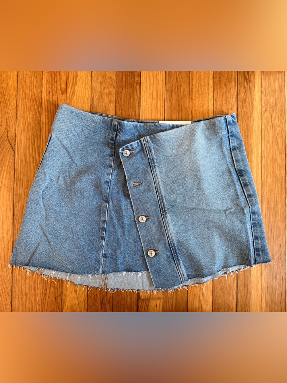 American Eagle Light Blue Denim Skirt with Button Front